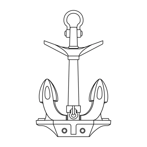 Vector black white outline sea icon Anchor — Stock Vector