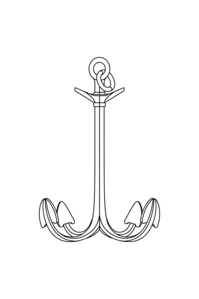 Vettore nero bianco contorno mare icona Anchor — Vettoriale Stock