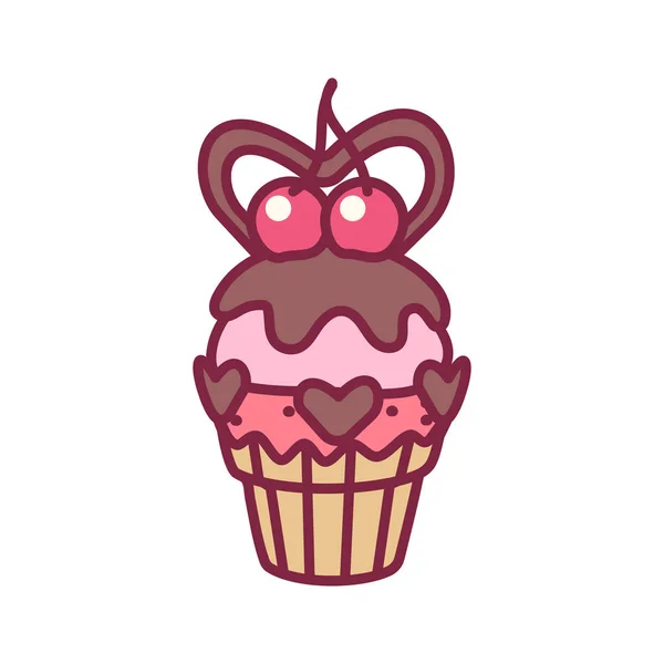 Vector lindo cupcake dulces arte — Vector de stock