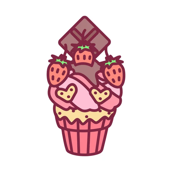 Vector cute cupcake sweets art — Stock Vector