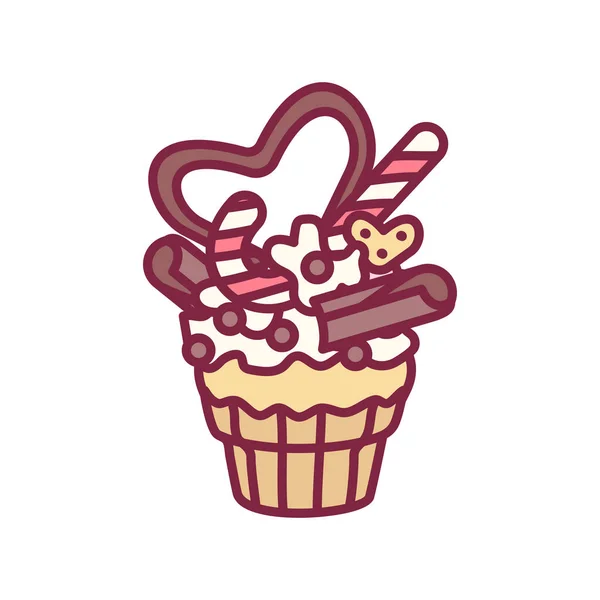 Vector lindo cupcake dulces arte — Vector de stock