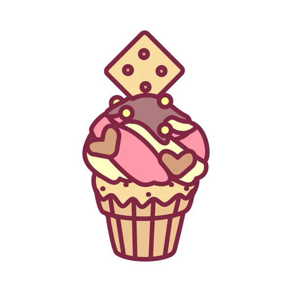 Vector lindo cupcake dulces arte — Vector de stock