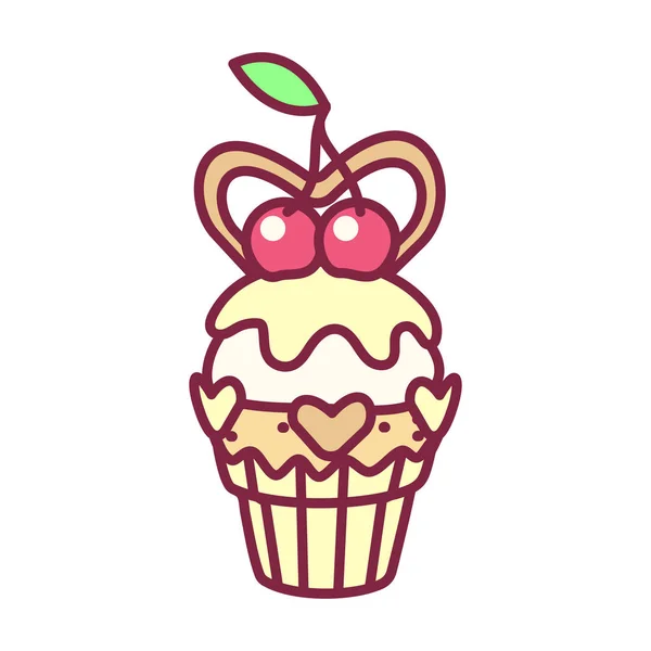 Vector lindo cupcake dulces arte — Vector de stock