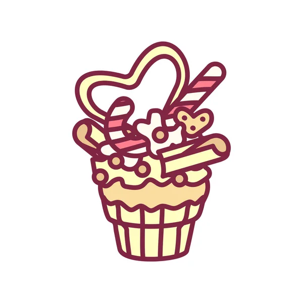 Vector lindo cupcake dulces arte — Vector de stock