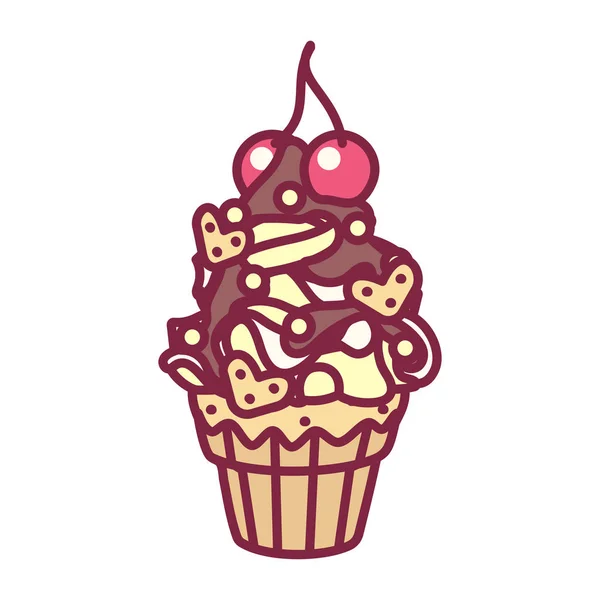 Vetor bonito cupcake doces arte — Vetor de Stock