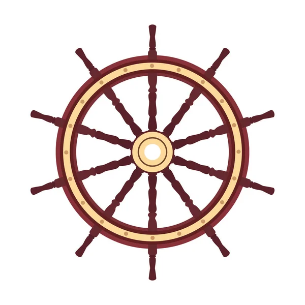 Vector llano volante del barco, timón de la rueda del barco — Archivo Imágenes Vectoriales