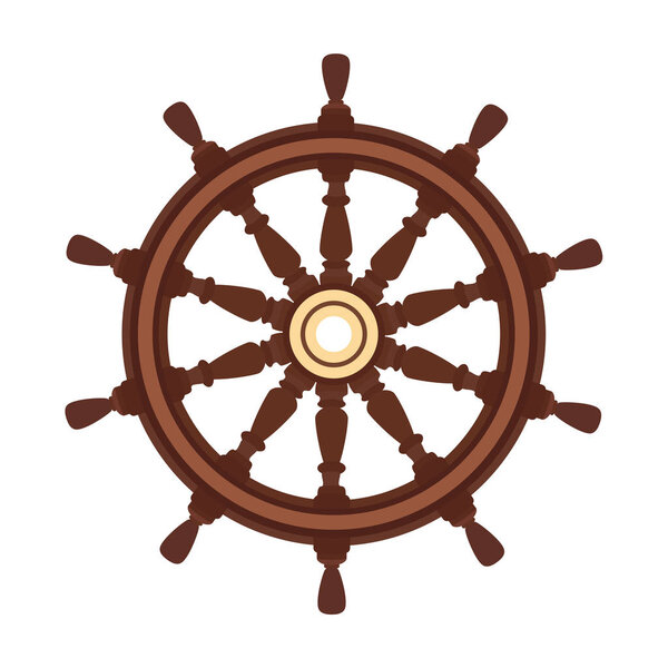 vector flat boat handwheel, ship wheel helm