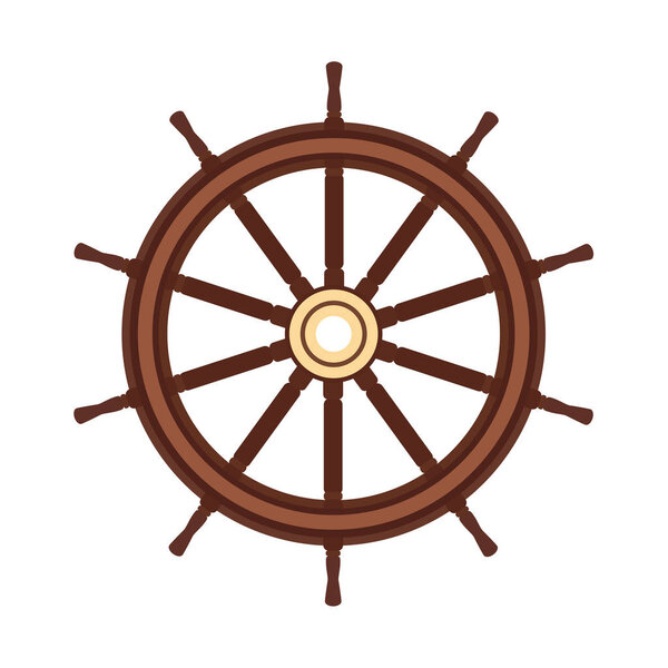 vector flat boat handwheel, ship wheel helm