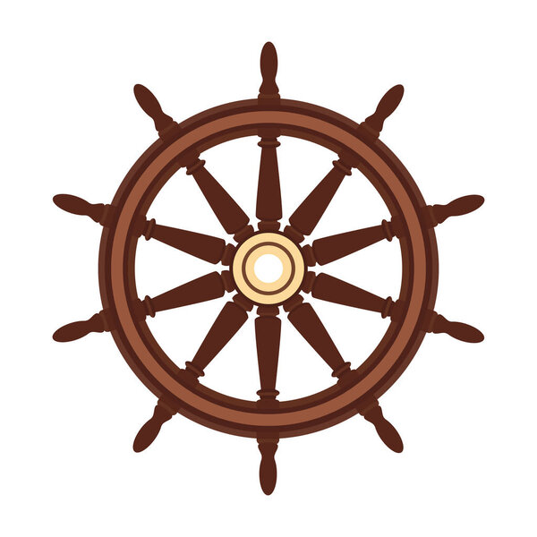 vector flat boat handwheel, ship wheel helm