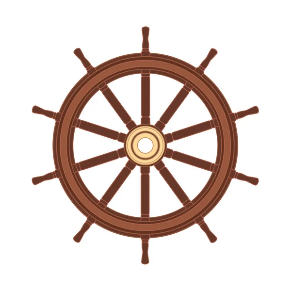 ベクトルボートハンドホイール、船の車輪の舵輪 — ストックベクタ