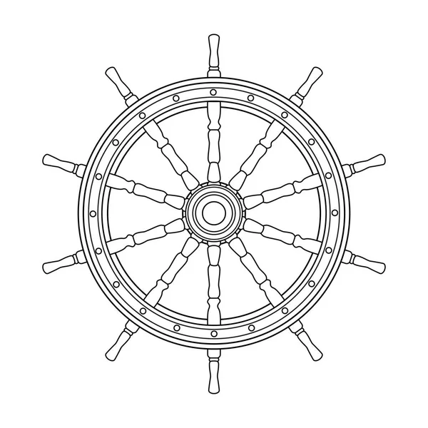 Vector negro, blanco volante del barco, timón de la rueda de la nave — Archivo Imágenes Vectoriales