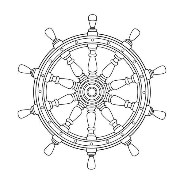 Vector black, white boat handwheel, ship wheel helm — Stock Vector