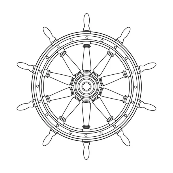 Vector zwart, witte boot handwiel, schip wiel helm — Stockvector