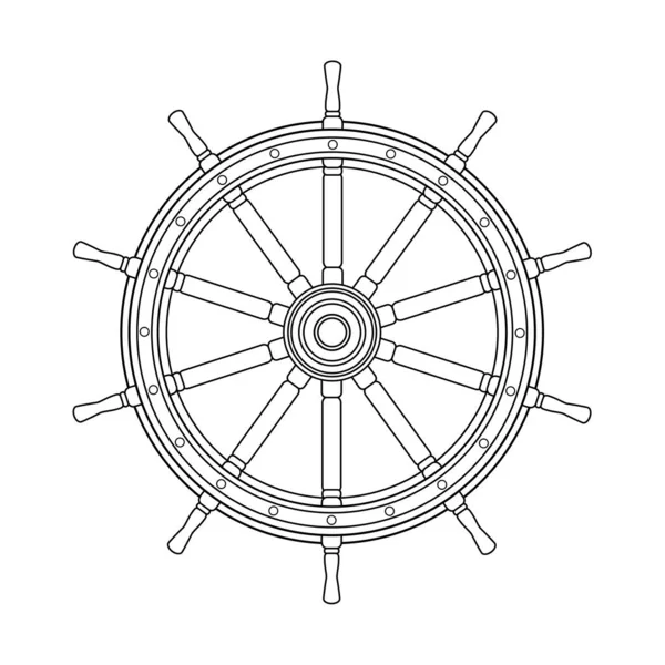 Vetor preto, volante de barco branco, leme de roda de navio — Vetor de Stock