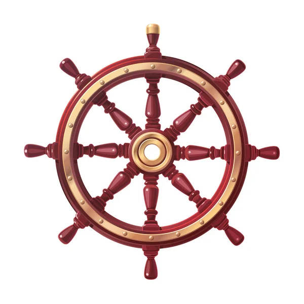 ベクトルボートハンドホイール、船の車輪の舵輪 — ストックベクタ