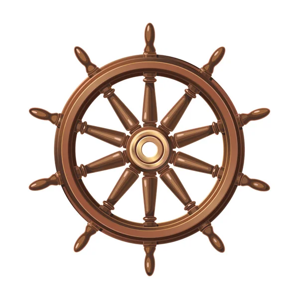 Vector barco volante, timón de la rueda de la nave — Archivo Imágenes Vectoriales