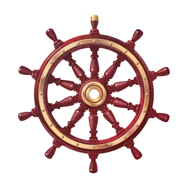 Vector boat handwheel, ship wheel helm — Stock Vector