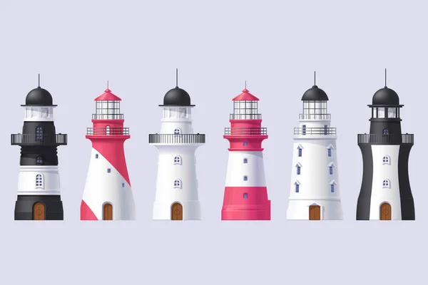 Vector Lighthouse, light house, beacon set — Stock Vector