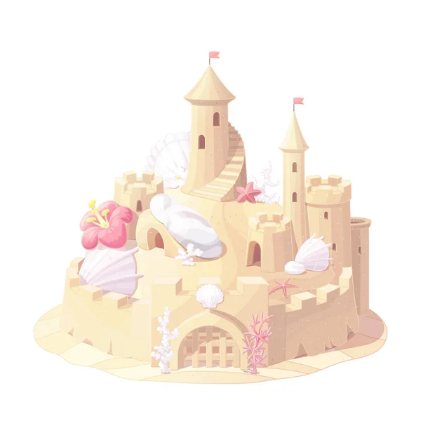 Vector Fantasy kasteel zand, Sandcastle — Stockvector