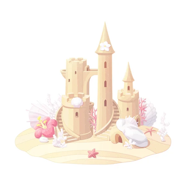 Vector fantasy castle sand, sandcastle — Stock Vector