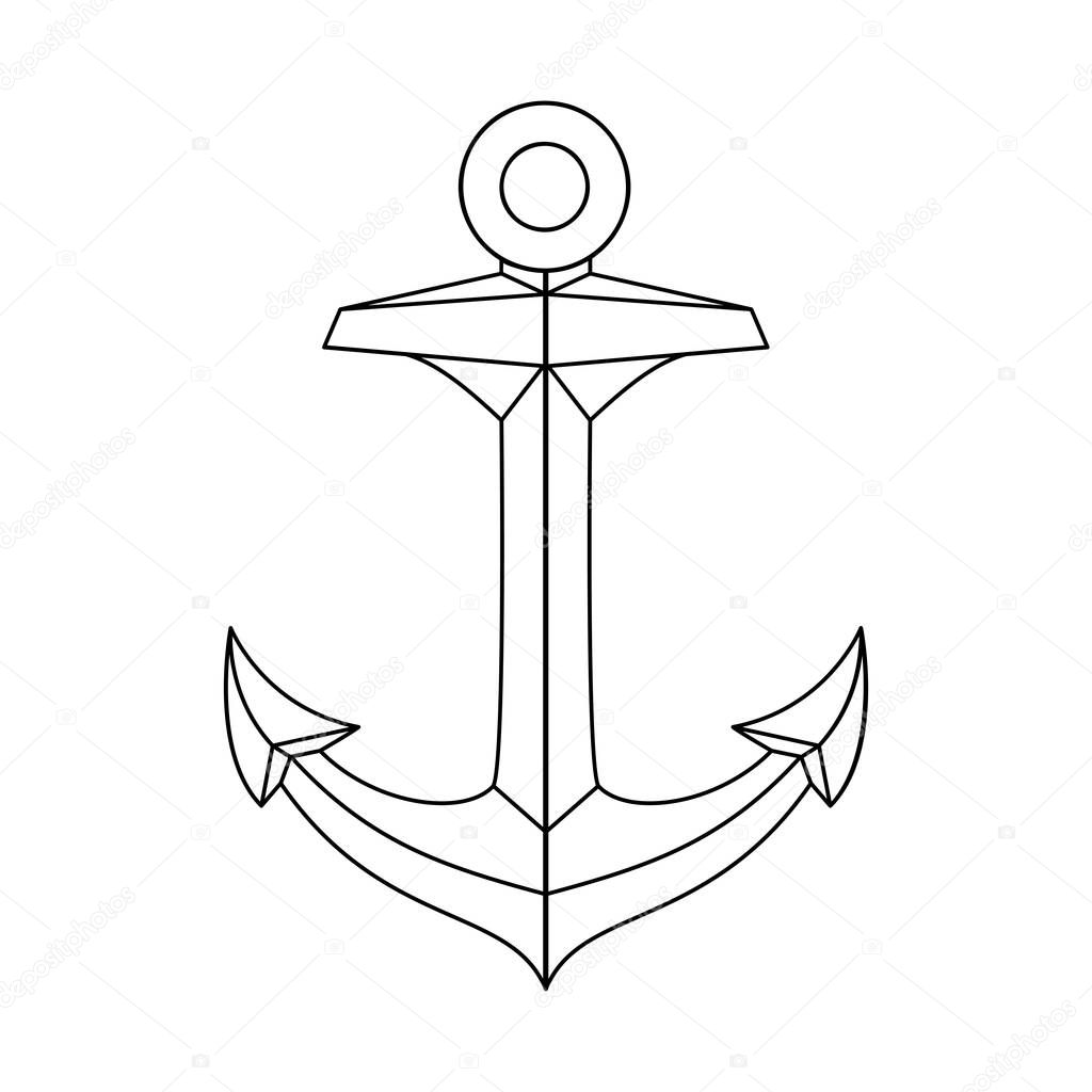 vector black white outline sea icon Anchor