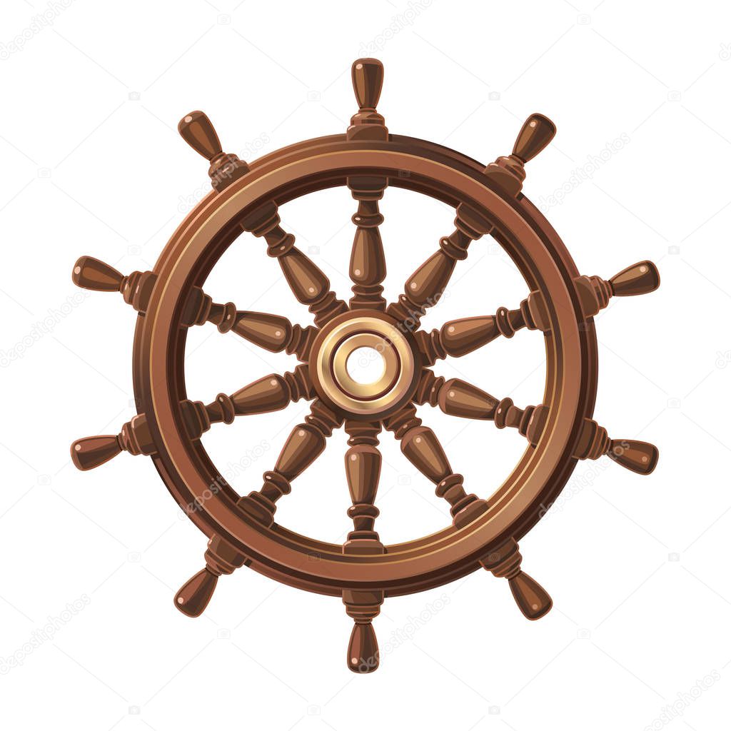 vector boat handwheel, ship wheel helm