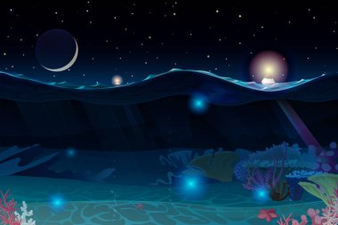 vektör yaz denizi, okyanus, sualtı