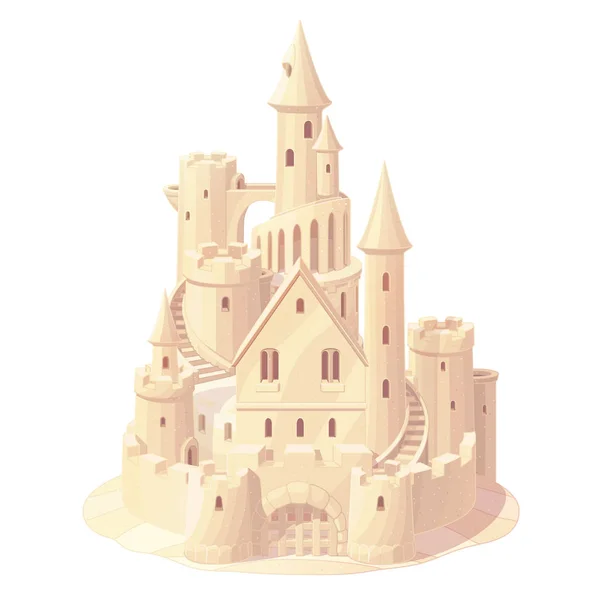 Vetor fantasia castelo areia, sandcastle — Vetor de Stock