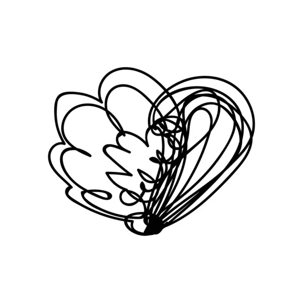 Vector scribble line heart art — Stock Vector