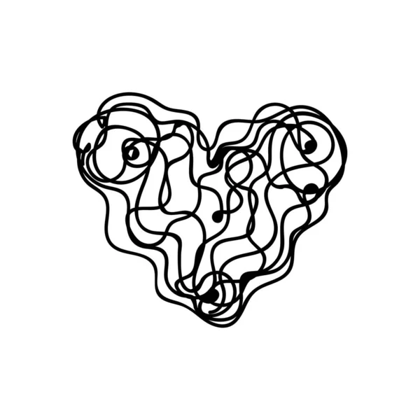 Vector scribble line heart art — Stock Vector