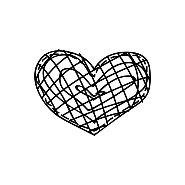 Vektor klotter linje Heart Art — Stock vektor