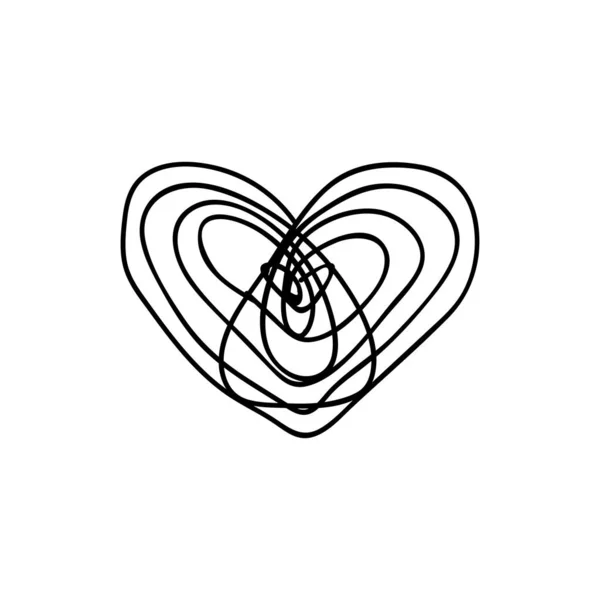 Vector scribble line heart art — Stock Vector