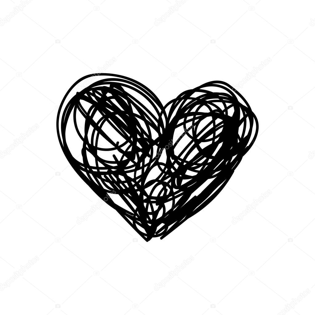 vector scribble line heart art