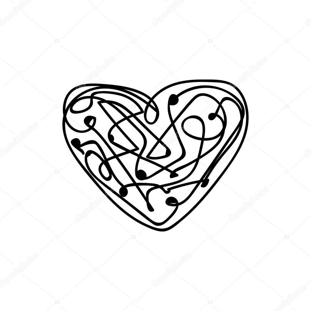 vector scribble line heart art