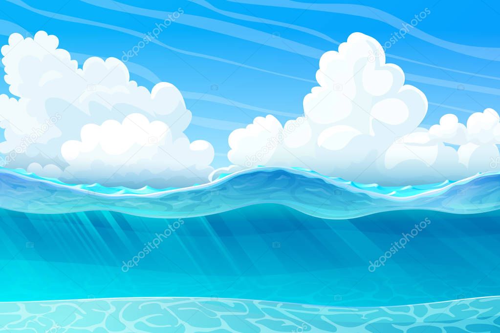 vector summer sea, ocean, underwater