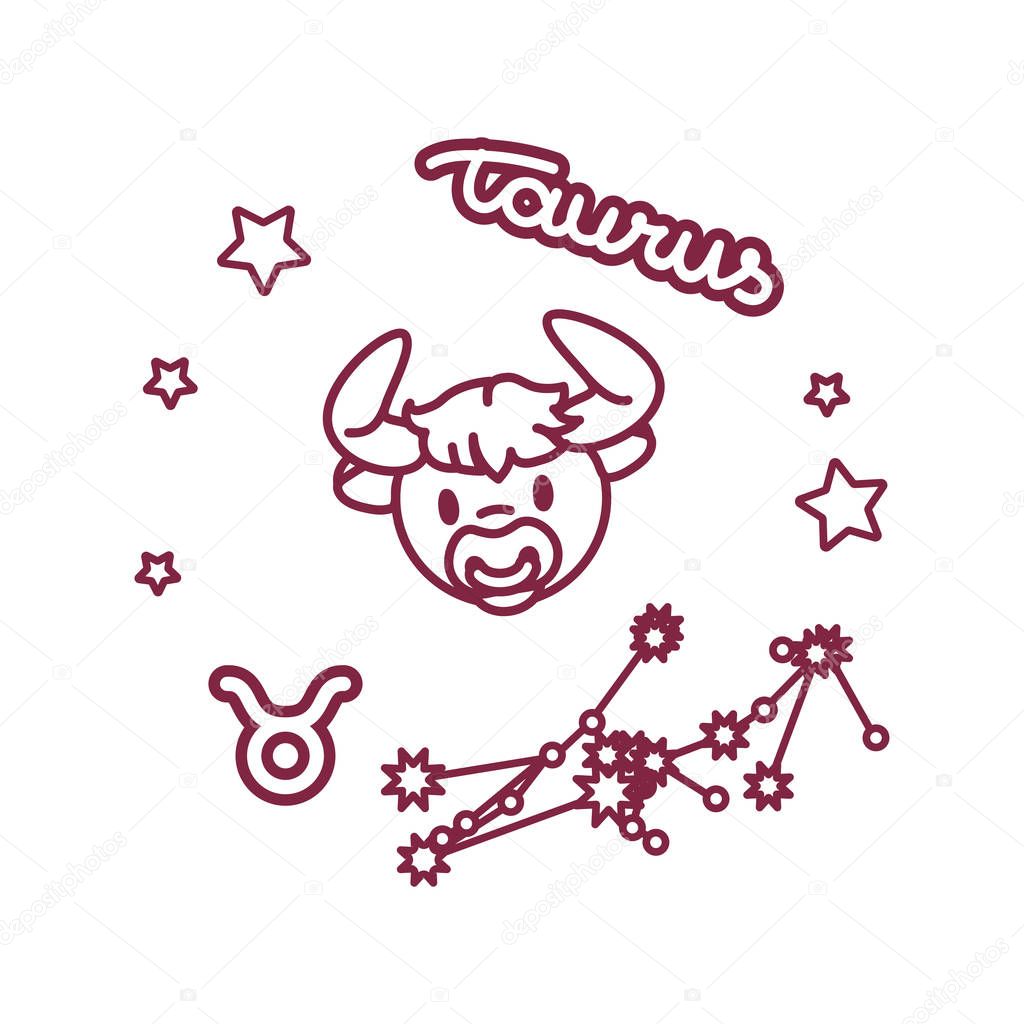 vector cute line Zodiac sign