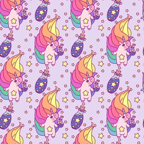 Vector cute unicorn seamless pattern — Stock Vector