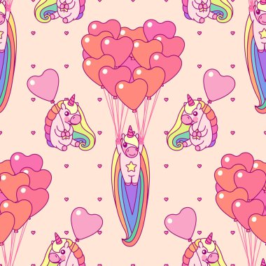 vektör sevimli tek boynuzlu at dikişsiz desen