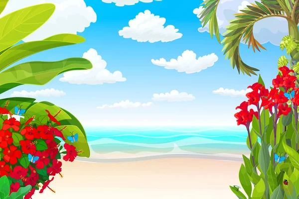 Vector paraíso playa paisaje — Vector de stock