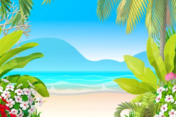 Vetor paraíso praia paisagem — Vetor de Stock