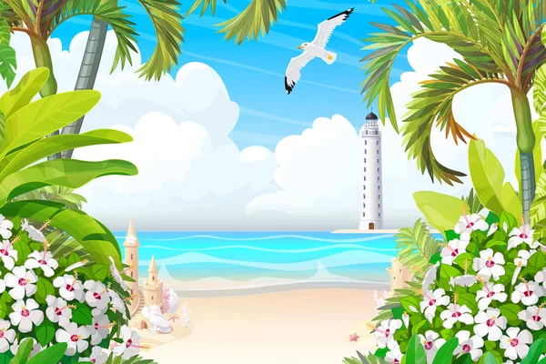 Vector paradise beach landscape — Stock Vector