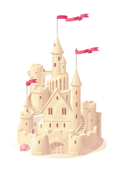 Vettoriale fantasia castello sabbia, castello di sabbia — Vettoriale Stock