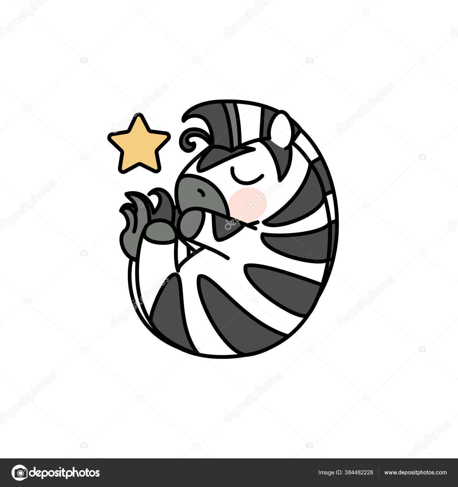Vector Scandi Striped Baby Zebra Hewan Lucu Stok Vektor Vetra Kori 384482228