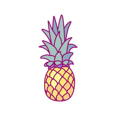Vektör el çizimi tatlı meyve tokası sanatı. ananas