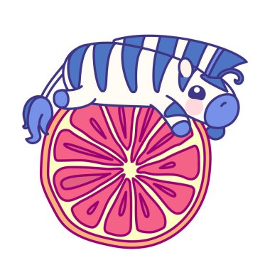 Vector flat striped baby zebra. cute animal vector