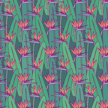 vektör tropikal bitkiler kusursuz desenli klipsleme sanatı