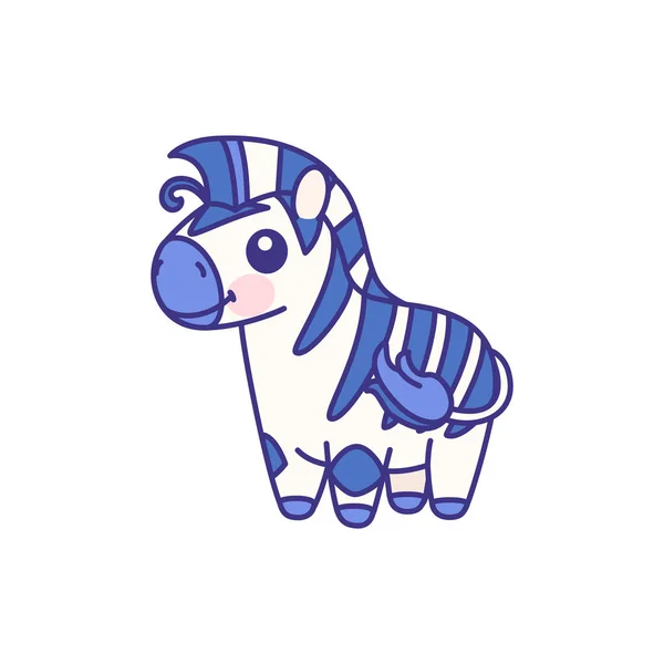 Vektorová Plochá Pruhovaná Zebra Roztomilé Zvíře — Stockový vektor