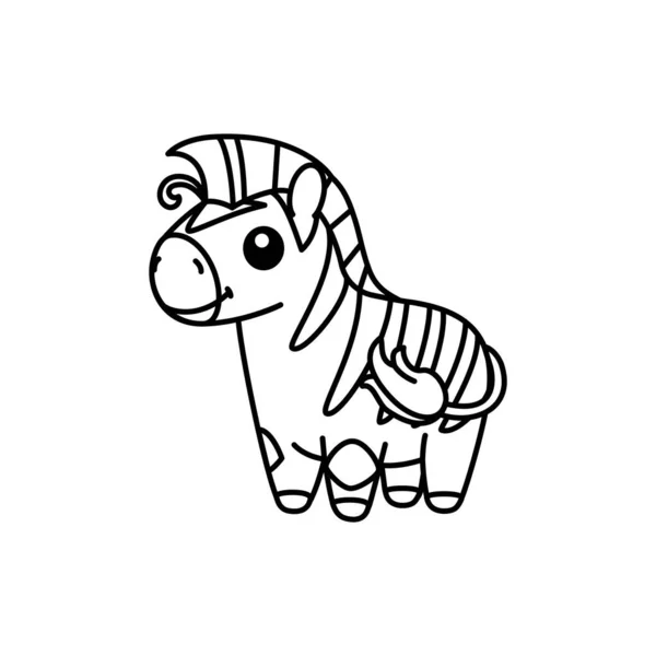 Vector Cute Baby Zebra Kids Coloring Book Page — Stock Vector