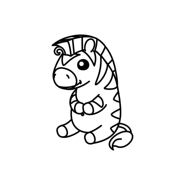 Vector Cute Baby Zebra Kids Coloring Book Page — Stock Vector