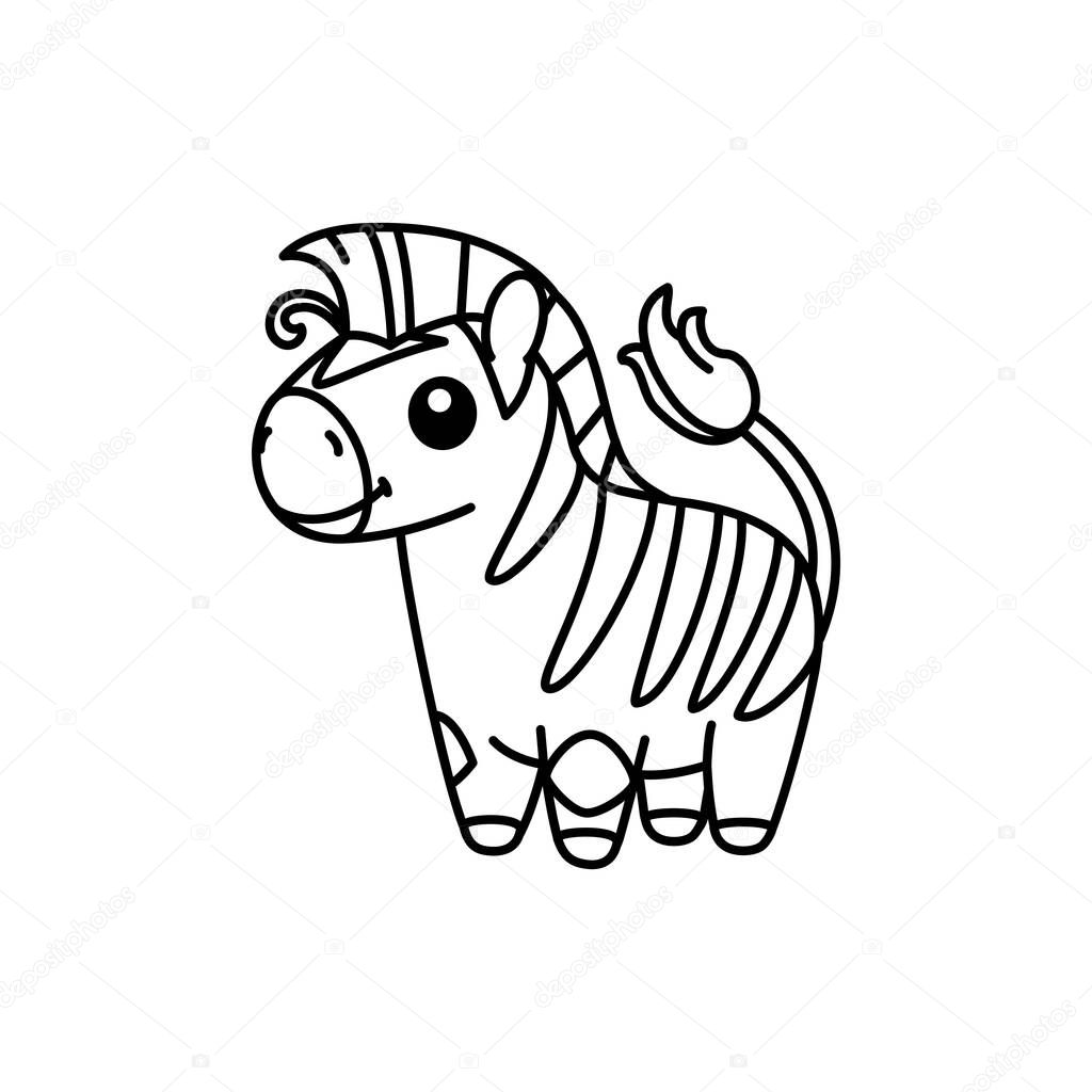 vector cute baby zebra kids coloring book page